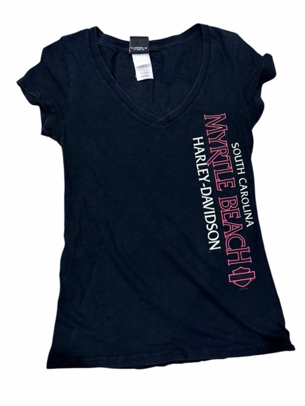 Harley Davidson Black V Neck Kids Tee Myrtle Beach Graphics